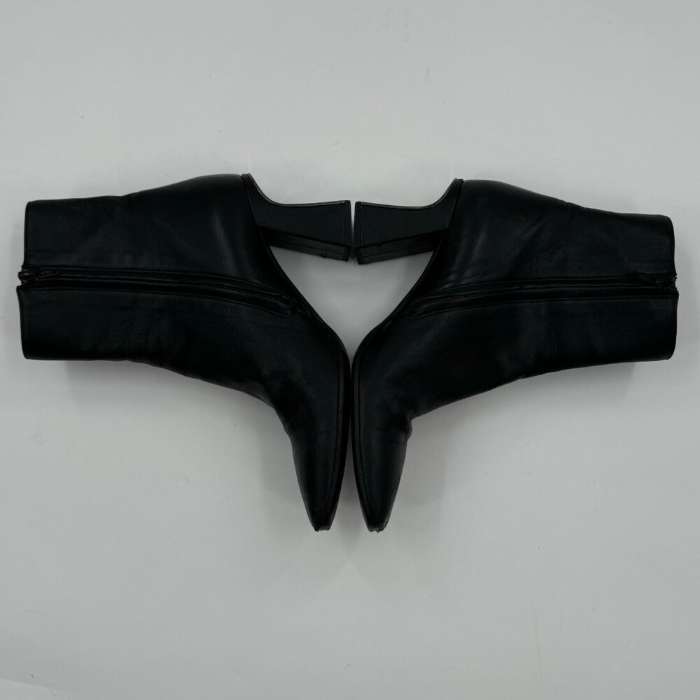 Furla Sirena Black Leather Square-Toe Ankle Boots Size7.5 or  38.5 Made In Italy - Picture 4 of 15